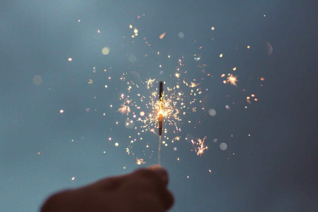 Image of sparkler being ignited